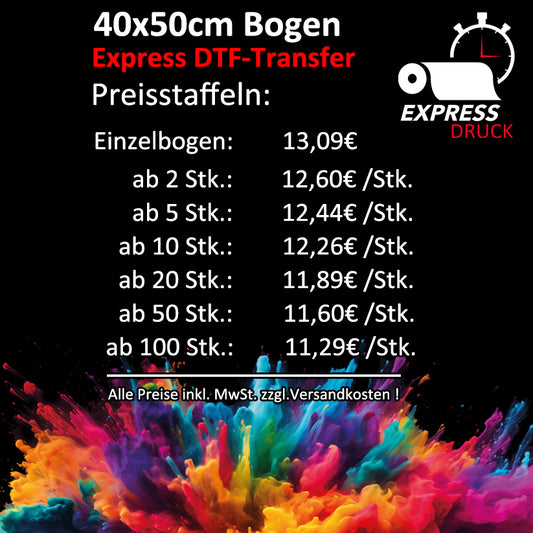 DTF Transfer „40x50cm Bogen Express“