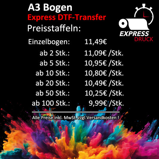 DTF Transfer „A3 Bogen Express“
